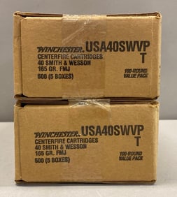Sealed Boxes 1000 rounds of Winchester SW 40 Cal 165 Gr Ammunition