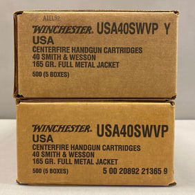 Sealed Boxes 1000 rounds of Winchester SW 40 Cal 165 Gr Ammunition