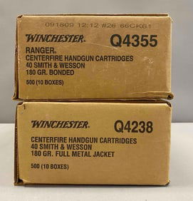 Sealed Boxes 1000 rounds of Winchester SW 40 Cal 180 Gr Ammunition
