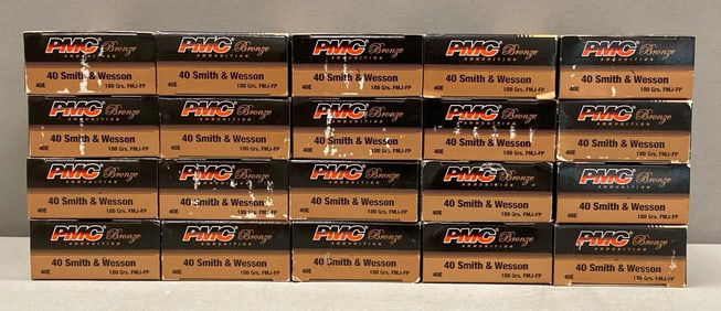 20 Boxes of PMC Bronze 100 Rounds of SW 40 Cal 180 Gr Ammunition