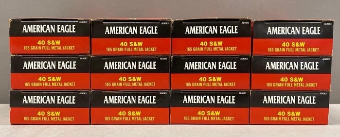 12 Boxes of Federal Ammunition American Eagle 50 Rounds of SW 40 Cal 165 Gr Ammunition