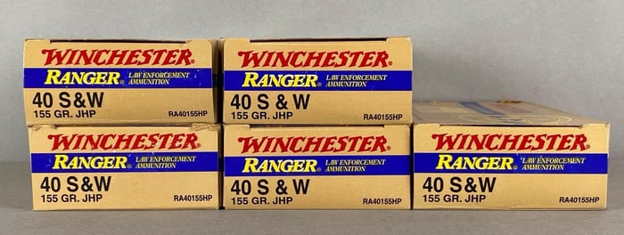 250 Rounds of Winchester Ranger 40 Cal SW 155 Gr Ammunition
