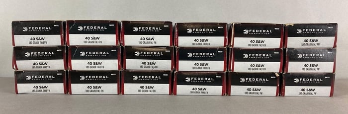 900 Rounds of Federal Ammunition 40 Cal SW 180 Gr Ammunition
