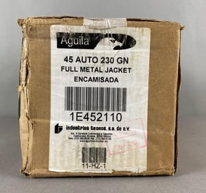 Sealed Box of 1000 Rounds of Aguila Ammunition 45 Auto 230 Gr Ammunition