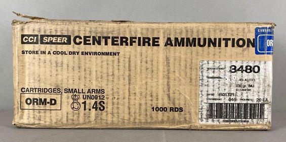 Sealed Box of 1000 Rounds of CCI Speer 45 Auto 230 Gr Ammunition