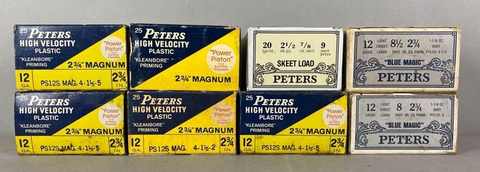 7 Boxes of Assorted Peters 12 Gauge Shotgun Ammunition and More