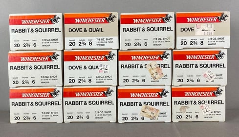 12 Boxes of 25 Assorted Winchester 20 Gauge Shotgun Ammunition
