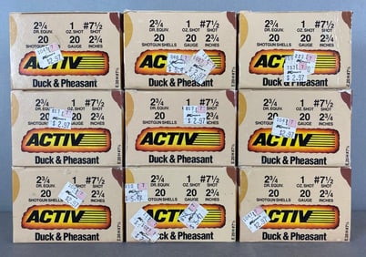 9 Boxes of 20 Activ 20 Gauge Shotgun Ammunition
