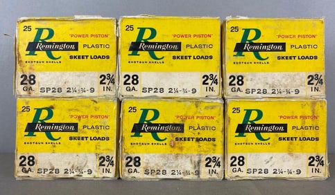 6 Boxes of 25 Remington 28 Gauge Shotgun Ammunition