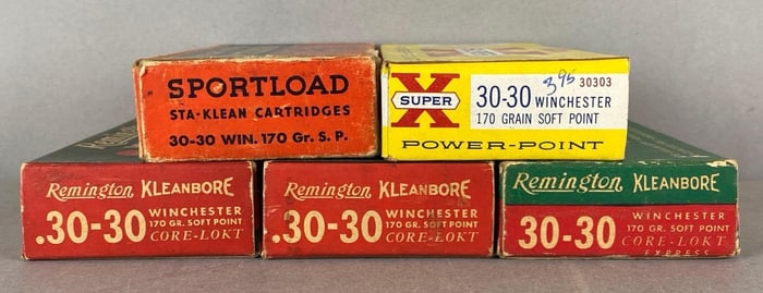 5 Boxes of 20 30-30 170 Gr Ammunition