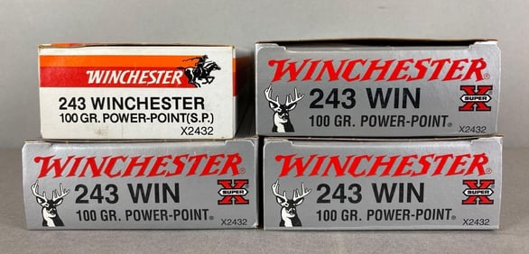 4 Boxes of 20 Winchester 243 Win 100 Gr Ammunition
