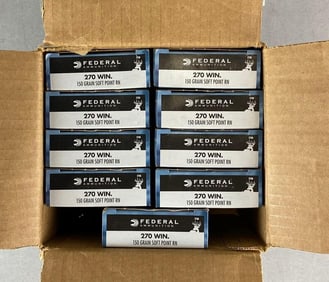 Box of 180 Rounds of Federal Ammunition 270 Win 150 Gr Ammunition