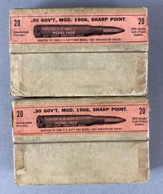 2 Boxes of 20 Rounds GovT MOD 1906 30 Cal 150 Gr Ammunition