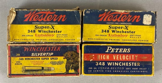 4 Boxes of Assorted Vintage .348 Winchester Ammunition