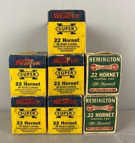 7 Boxes of Vintage 22 Hornet Ammunition