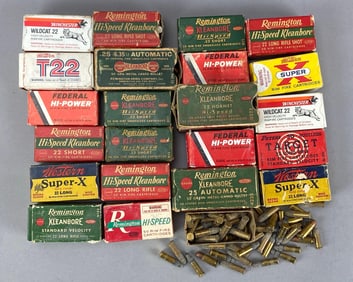 Group of Full / Partially Full .22 Cal Cartridge Boxes