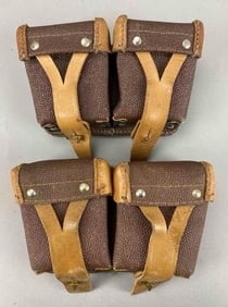 Group of 2 Leather Magazine Belt Pouches with 7.62x54R Clips