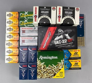 Group of Full / Partially Full .22 Cal Cartridge Boxes and Ammo Boxes
