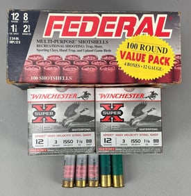 Group of 145 12 GA Shells with Ammo Box