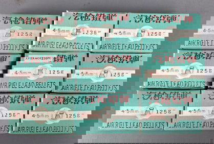 Group of 9 Chinese 4.5mm Air Rifle Lead Pellet Boxes