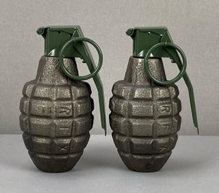 Group of 2 Inert Replica MK 2 Pineapple Fragmentation Hand Grenade