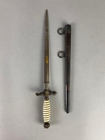 WW1 German Marine/Navy Engraved Officers Dagger with Scabbard