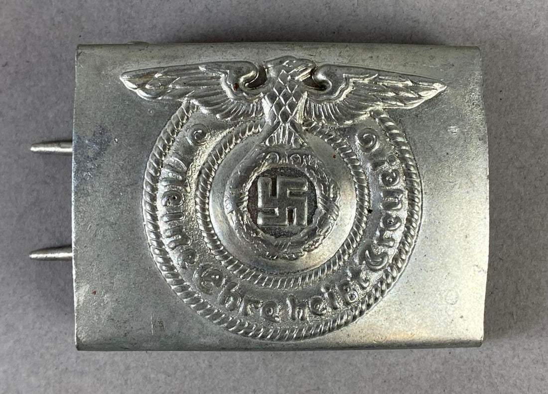 WW2 German Waffen SS Belt Buckle: 155/40 marked on back, Measures 2 x 2 1/2 inches.