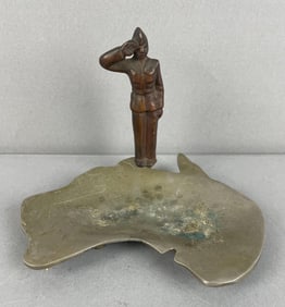 WW2 Australian Soldier Metal Ashtray