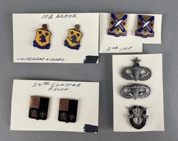 Group of WW2 and Vietnam Badges and DIs