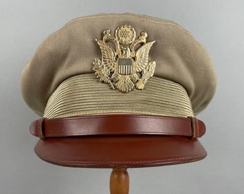 WW2 U.S. Army Tan Officers Visor Cap