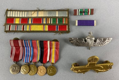 Group of 6 Military Patch and Pins