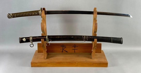 Antique Japanese Naval Shingunto Katana with Leather Sheath