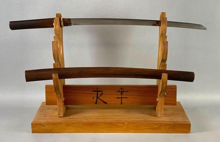 Antique Japanese Officers Wakizashi with Wood Sheath