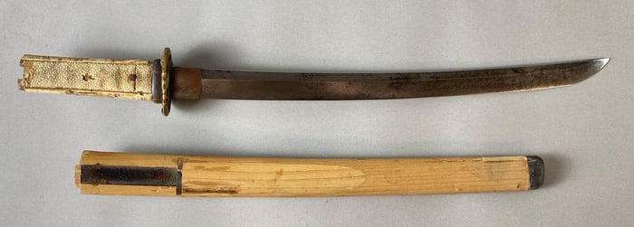Antique Japanese Wakizashi with Wood Sheath