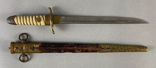 Japanese Naval Dress Dagger with Wood/Leather Scabbard