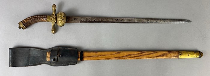 1880 German Boar Hunt Decorative Sword with Antler Hilt