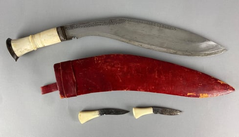 Vintage Kukri With Leather Wrapped Scabbard