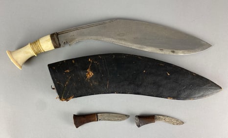 Vintage Kukri With Leather Wrapped Scabbard