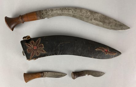 Vintage Kukri With Leather Wrapped Scabbard