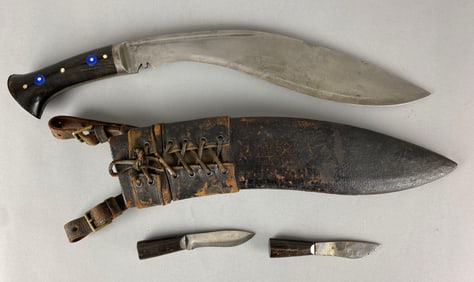 Vintage Kukri With Leather Wrapped Scabbard