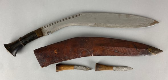 Kukri With Leather Wrapped Scabbard