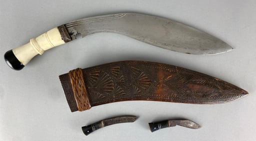 Kukri With Carved Wood Scabbard