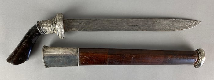 Antique Indonesian Badek Dagger With Scabbard