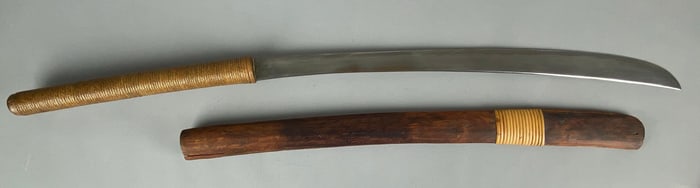 Antique Burmese Da Sword with Wood Scabbard