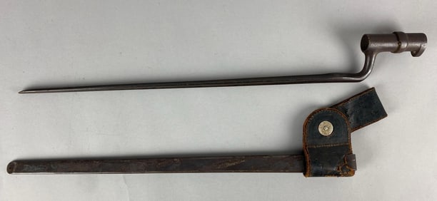 Antique United States Triangle Rifle Bayonet with Scabbard