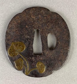 Japanese Tsuba with Lily Pad Pattern