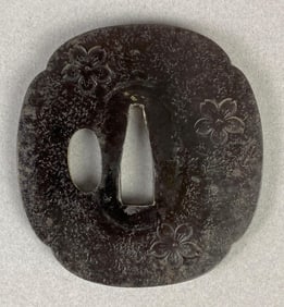 Japanese Tsuba with Cherry Blossom Motif