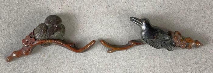 Pair of Japanese Sword Menuki with Birds