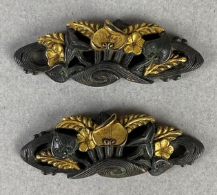 Pair of Japanese Sword Menuki with Floral Motif
