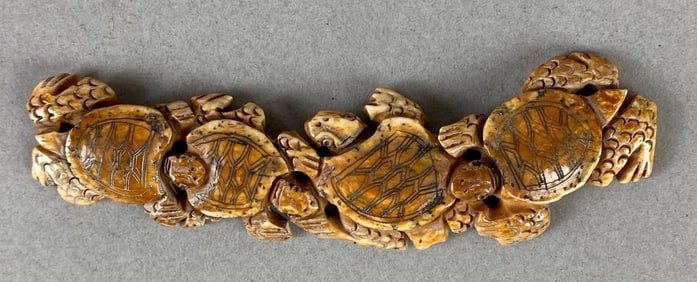 Hand-Carved Bone Turtles Figure